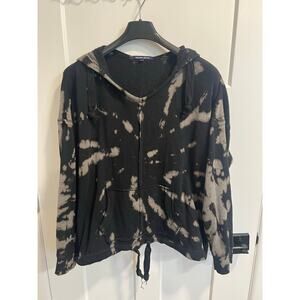 Ocean Drive‎ Black/Grey Womens Tie Dye Hooded Sweatshirt Size M Grunge